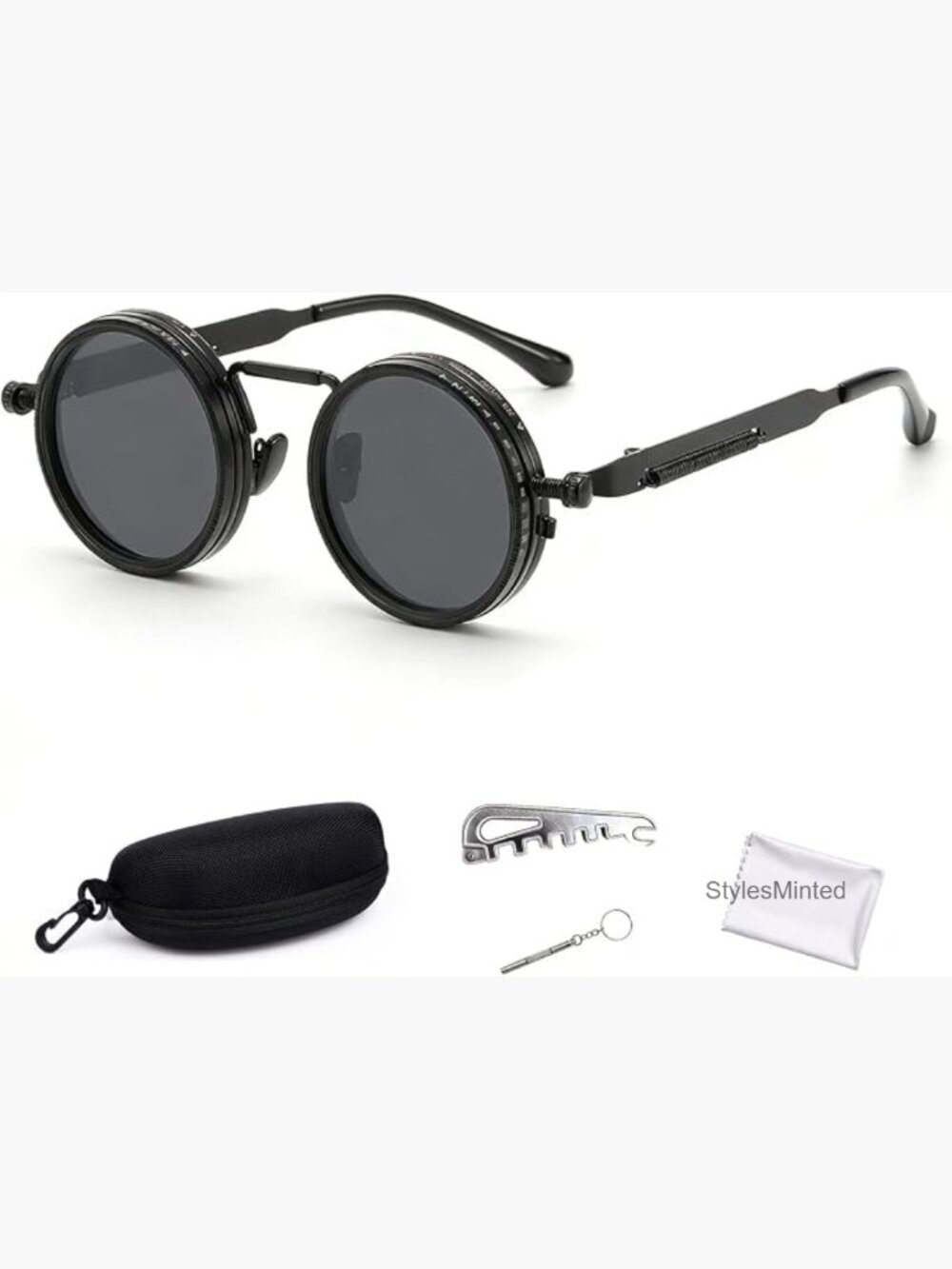 Adjustable Tint Sunglasses 9-Level Manual Dimming Polarized UV400 Retro Round
